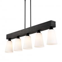  1830-LP BLK-OP - Neela Linear Pendant in Matte Black with Opal Glass Shade